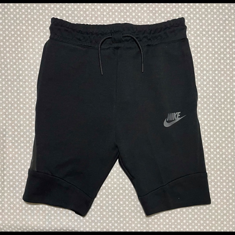 Nike Black Shorts w/Small Dark Gray Logo on Front Leg, Drawstring Waist, Pockets